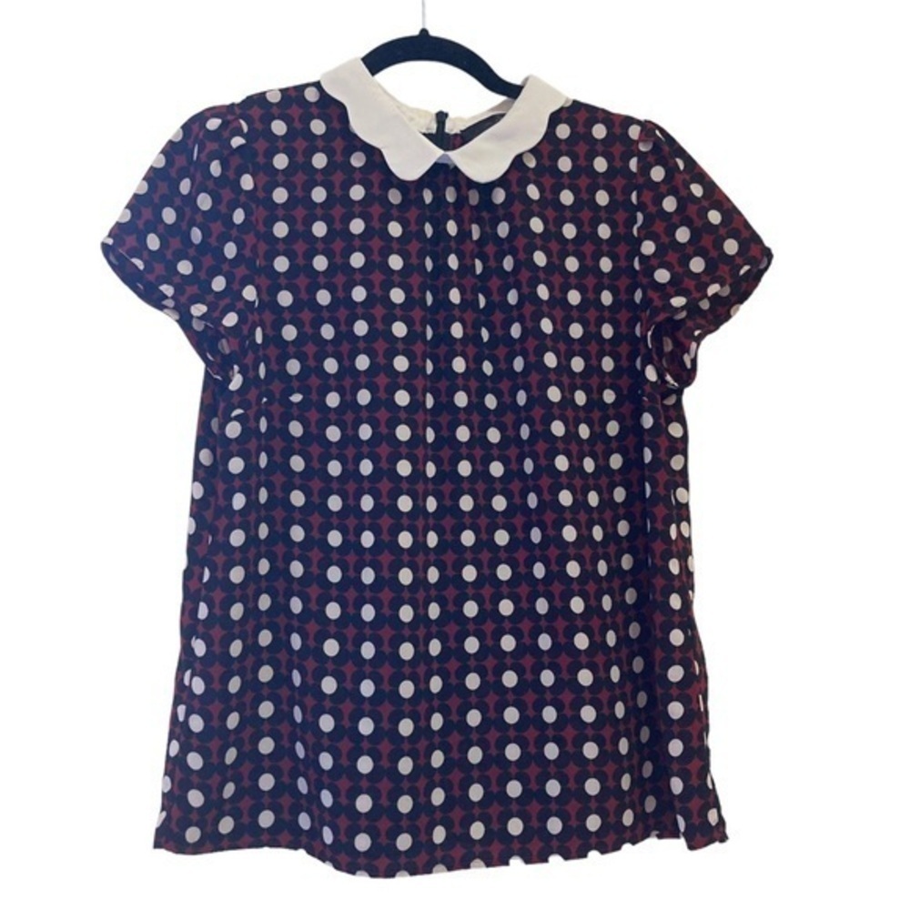 Hallhuber Peter Pan Collar Blouse Women’s EU 40 Red Black White Polka Dot Top